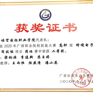 我院電子商務專業代表隊獲2020年廣西職業院校技能大賽高職組跨境電子商務二等獎